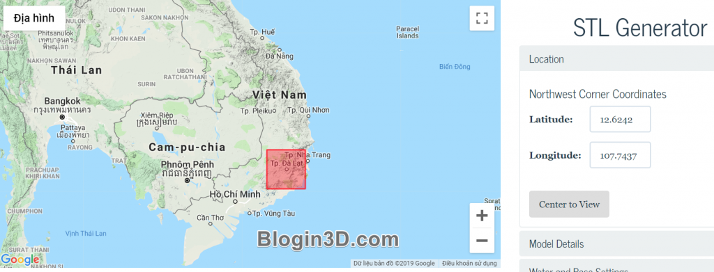 Terrain2STL tao file ban do dia hinh 3D